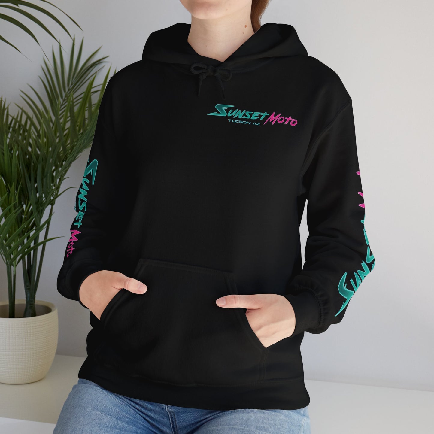 Sunset Moto Edge Unisex Hoodie - Retro Desert Vibe Sweatshirt
