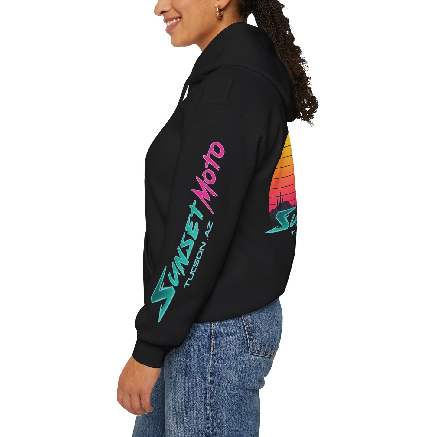 Sunset Moto Edge Unisex Hoodie - Retro Desert Vibe Sweatshirt