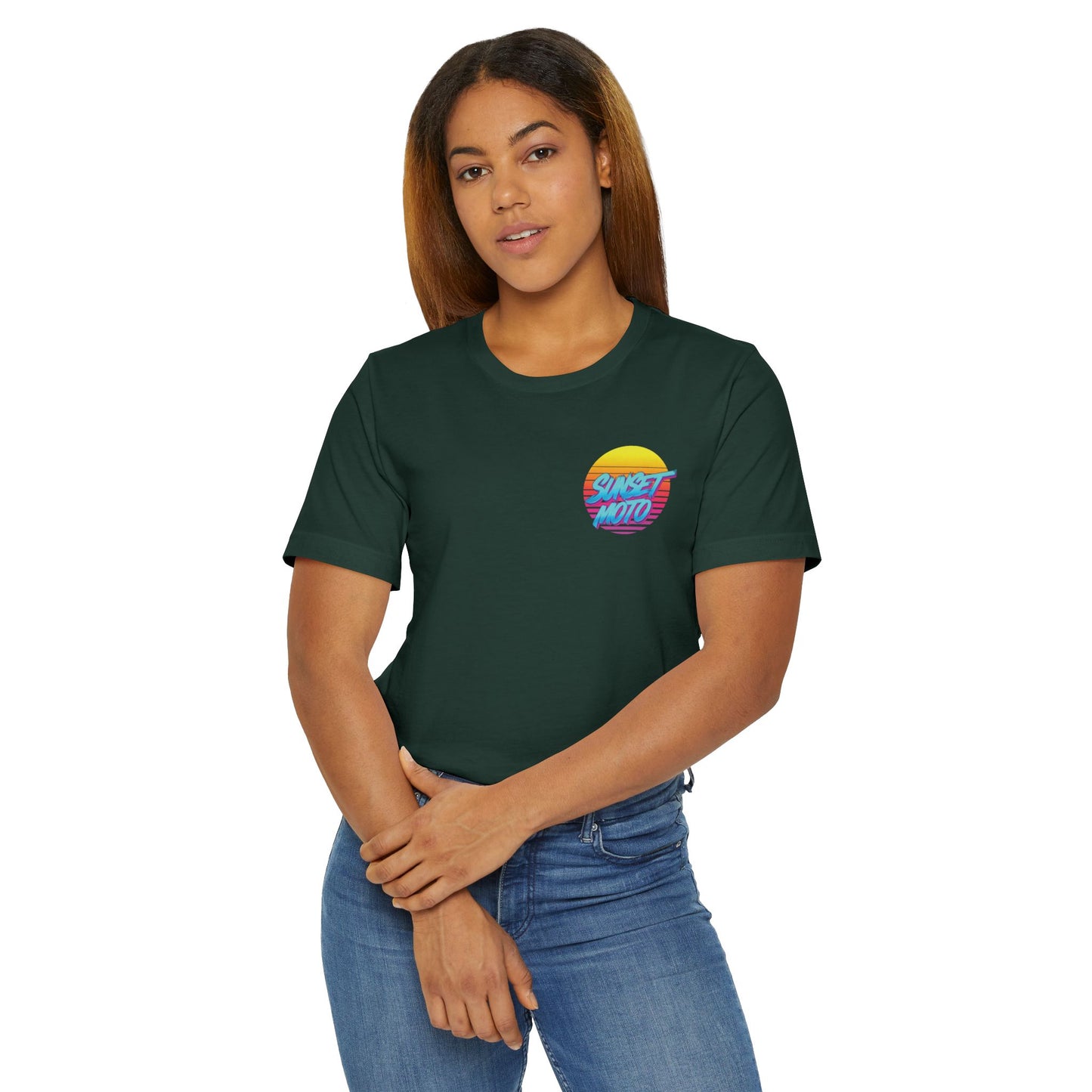 Sunset Moto Brush Unisex Jersey T-Shirt – Vintage Aesthetic Tee for Motorcycle Lovers