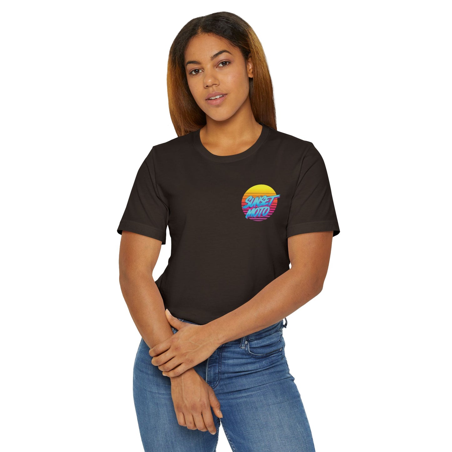 Sunset Moto Brush Unisex Jersey T-Shirt – Vintage Aesthetic Tee for Motorcycle Lovers