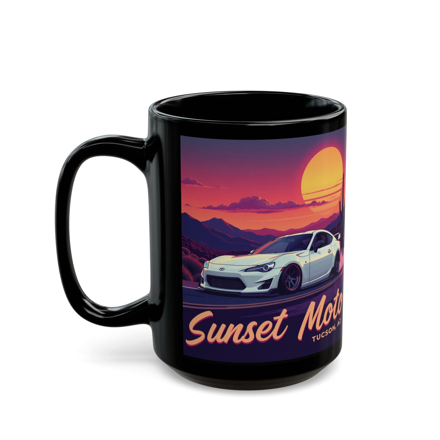 Sunset Moto "Tiny But Mighty"  Black Mug (11oz, 15oz)