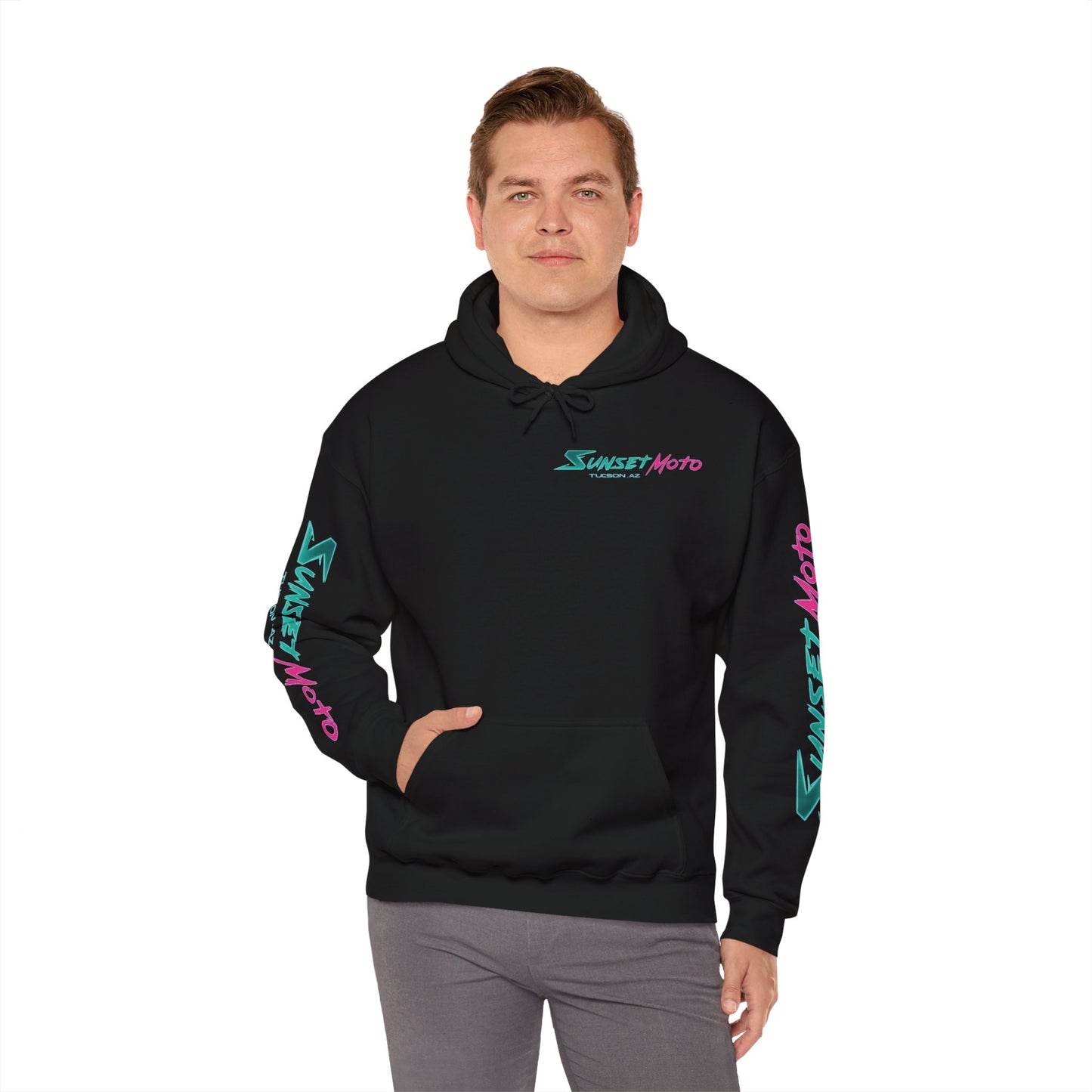 Sunset Moto Edge Unisex Hoodie - Retro Desert Vibe Sweatshirt