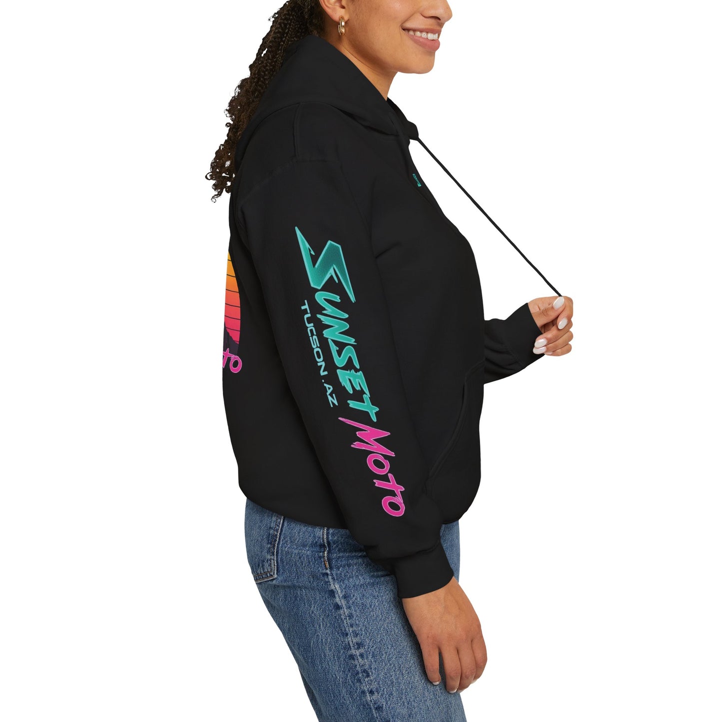 Sunset Moto Edge Unisex Hoodie - Retro Desert Vibe Sweatshirt