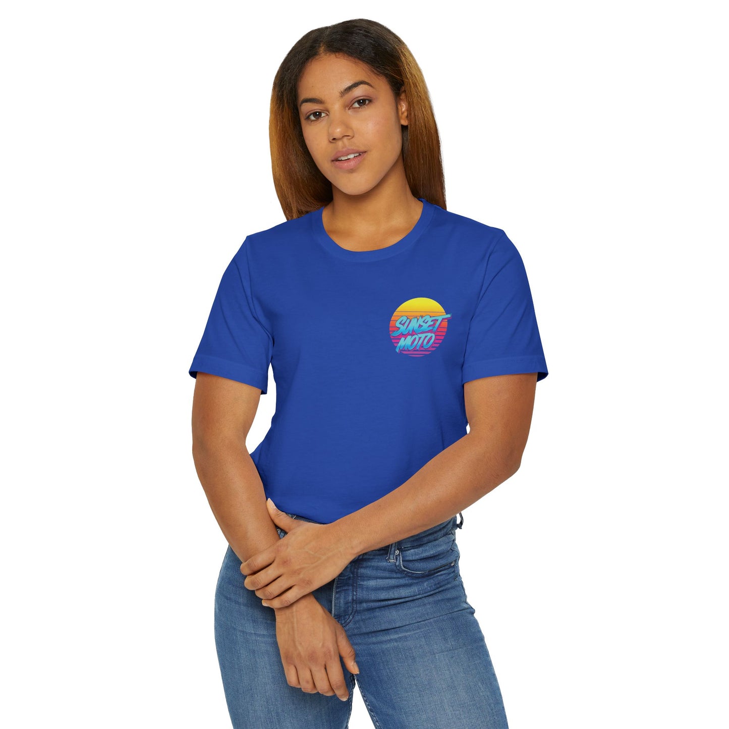 Sunset Moto Brush Unisex Jersey T-Shirt – Vintage Aesthetic Tee for Motorcycle Lovers