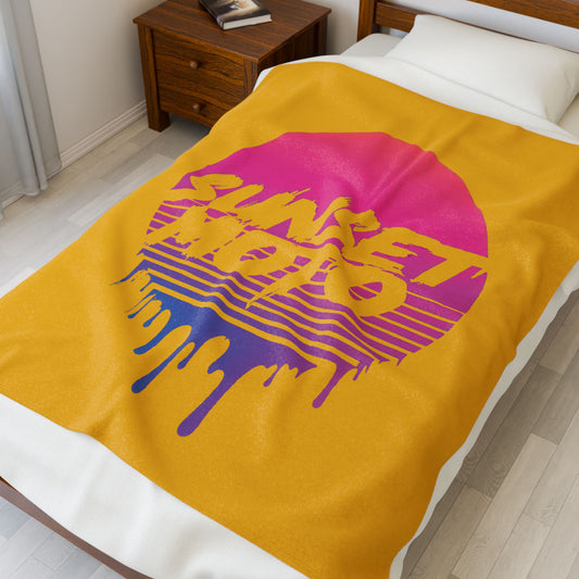 Sunset Moto Drip Velveteen Plush Blanket