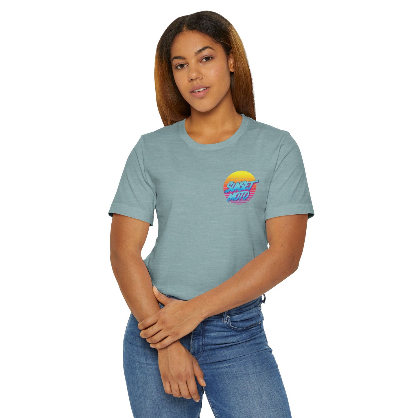 Sunset Moto Brush Unisex Jersey T-Shirt – Vintage Aesthetic Tee for Motorcycle Lovers