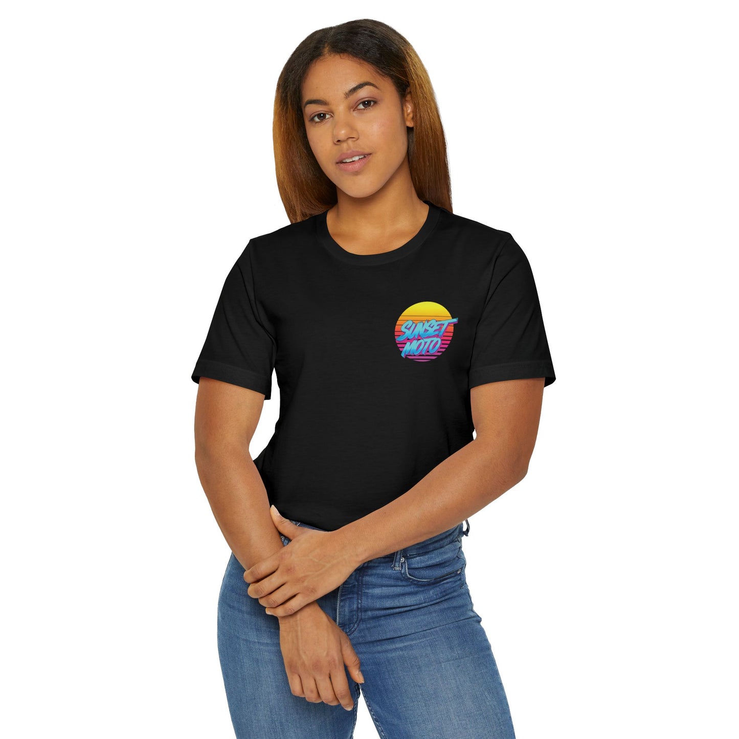 Sunset Moto Brush Unisex Jersey T-Shirt – Vintage Aesthetic Tee for Motorcycle Lovers