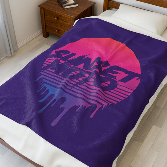 Sunset Moto Drip Velveteen Plush Blanket