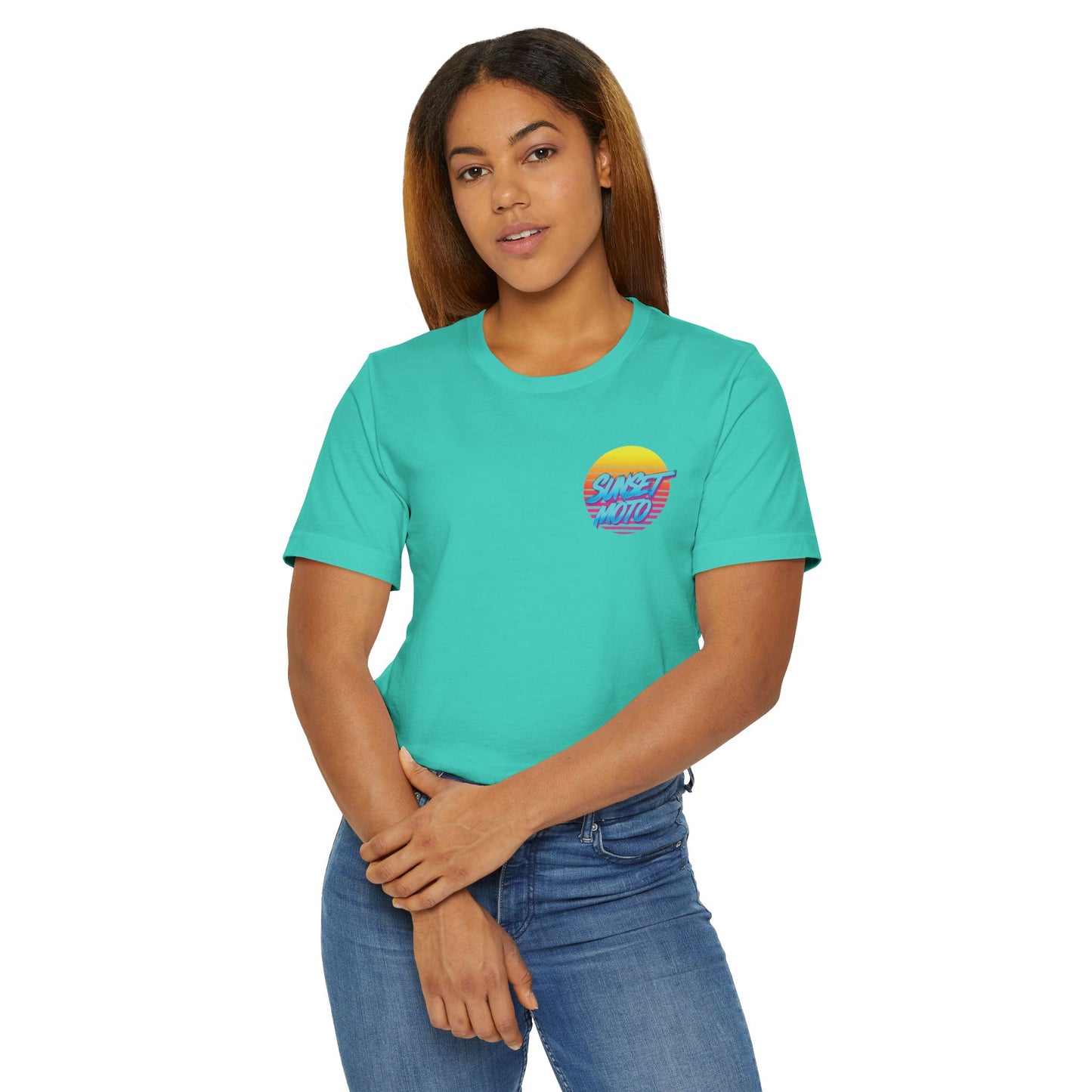 Sunset Moto Brush Unisex Jersey T-Shirt – Vintage Aesthetic Tee for Motorcycle Lovers