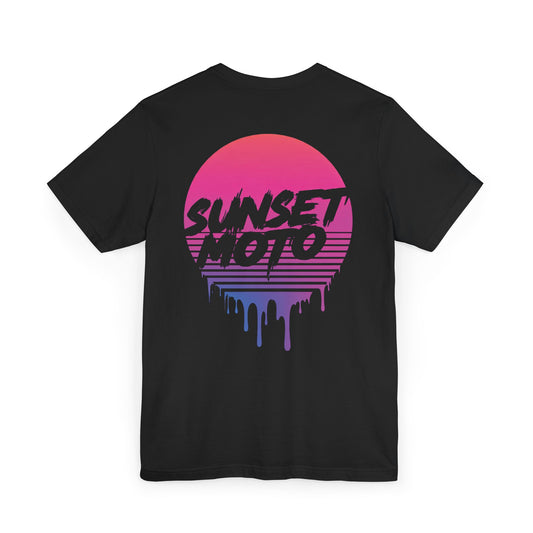Sunset Moto Wet Unisex Jersey T-Shirt – Vintage Aesthetic Tee for Motorcycle Lovers