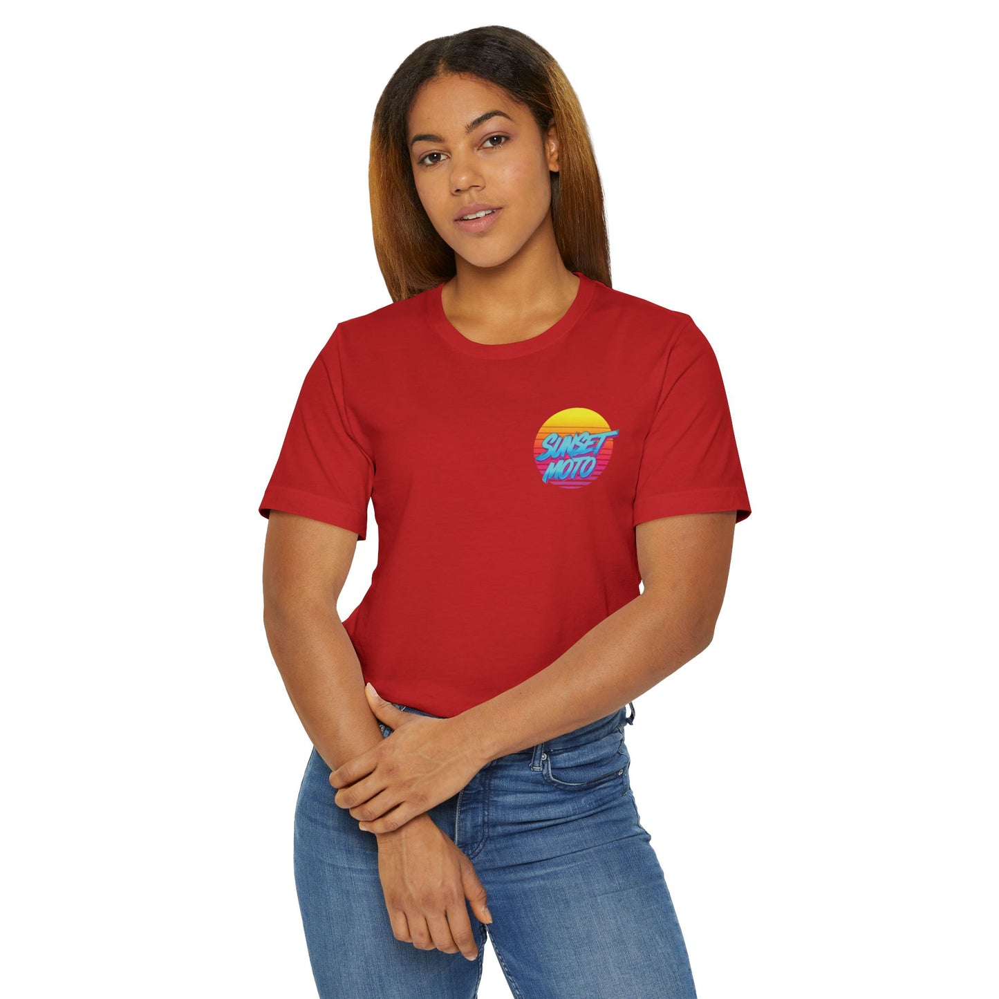 Sunset Moto Brush Unisex Jersey T-Shirt – Vintage Aesthetic Tee for Motorcycle Lovers