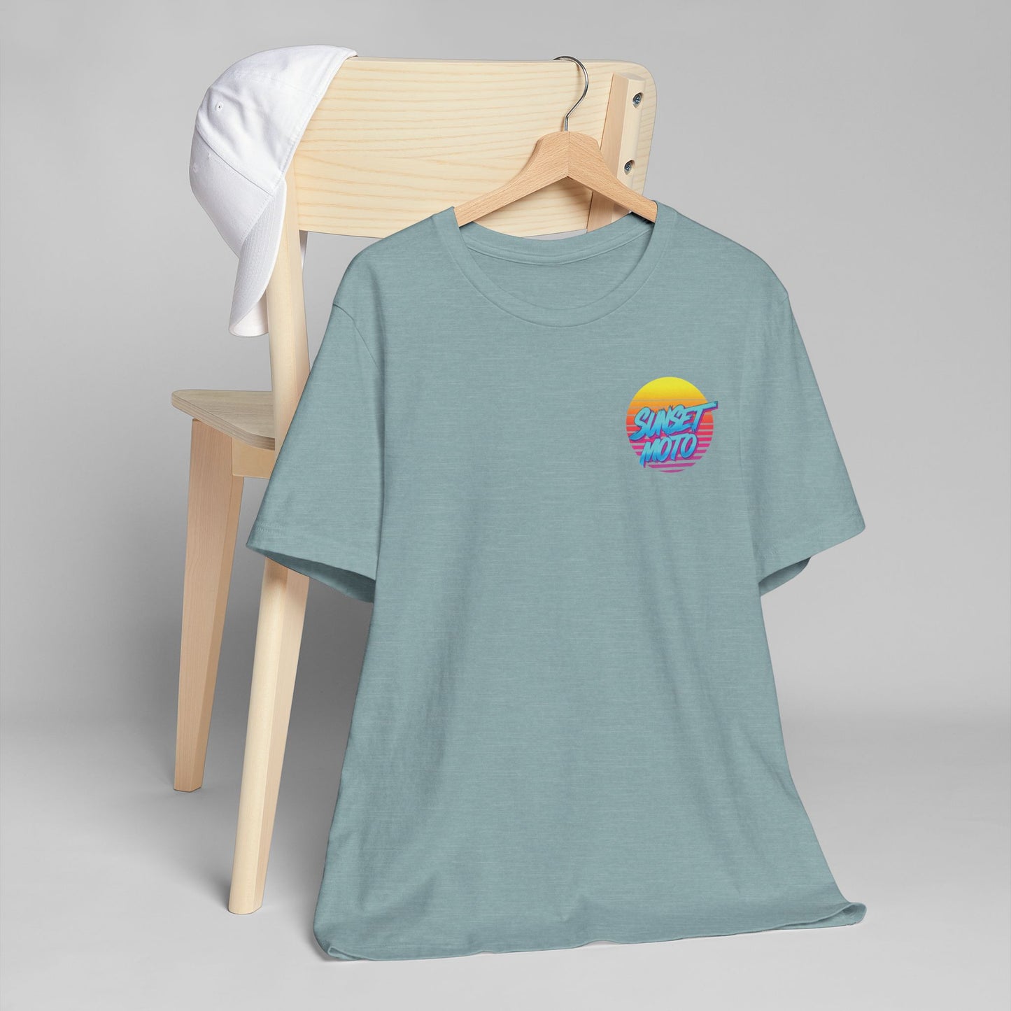 Sunset Moto Brush Unisex Jersey T-Shirt – Vintage Aesthetic Tee for Motorcycle Lovers