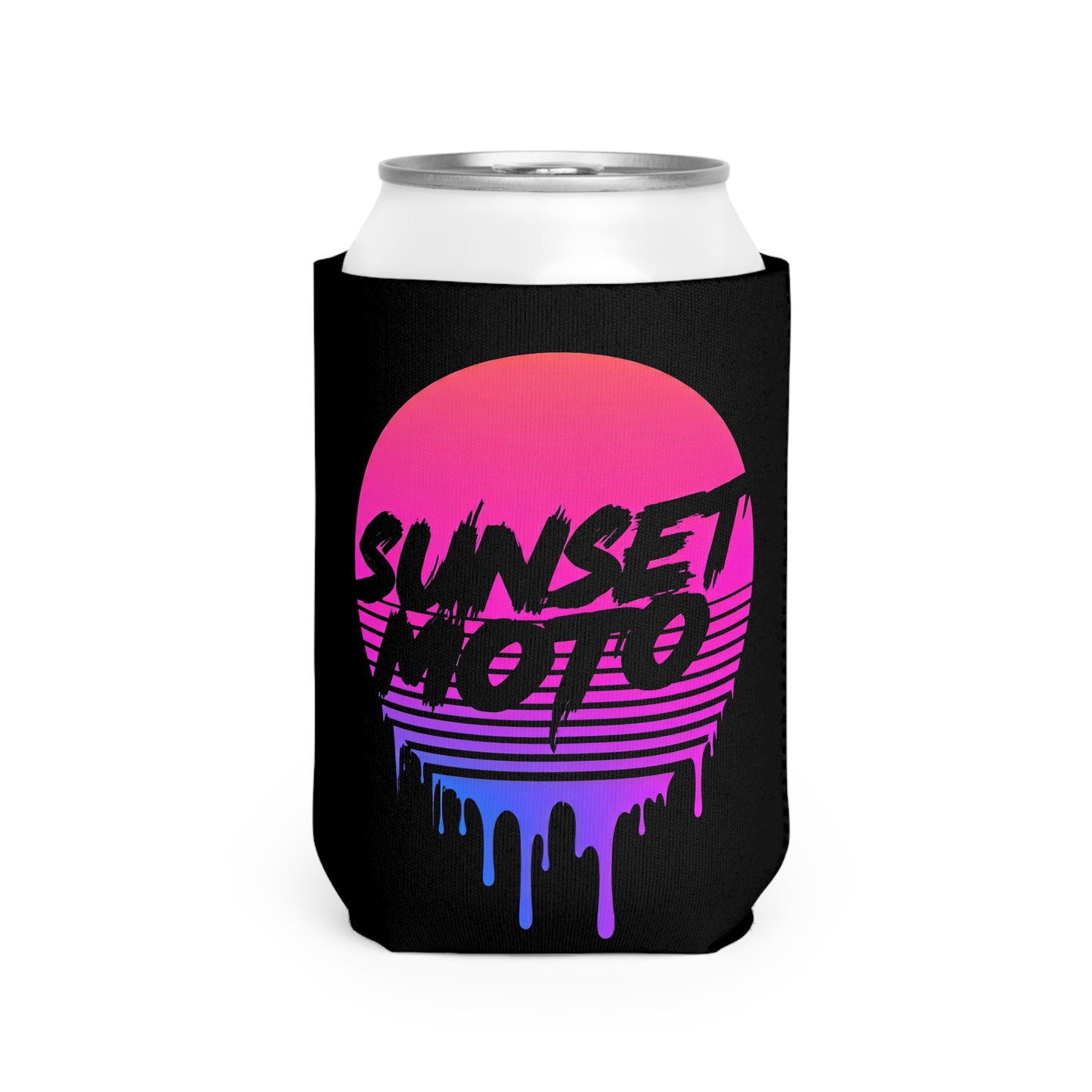 Retro Sunset Moto Can Cooler Sleeve - Perfect for Summer Gatherings and Outdoor Fun