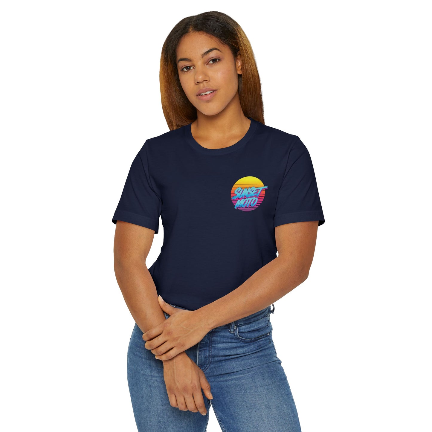 Sunset Moto Brush Unisex Jersey T-Shirt – Vintage Aesthetic Tee for Motorcycle Lovers