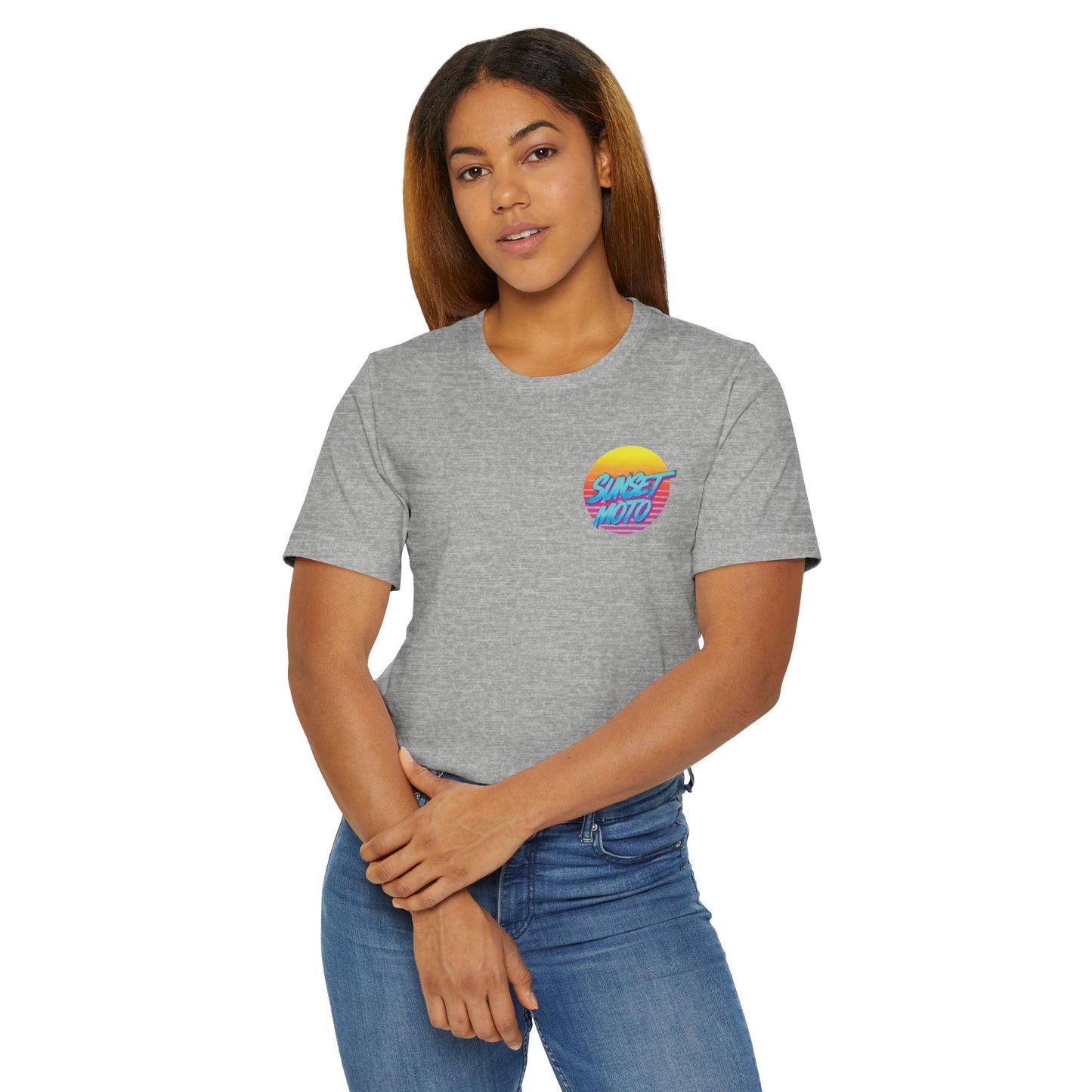 Sunset Moto Brush Unisex Jersey T-Shirt – Vintage Aesthetic Tee for Motorcycle Lovers