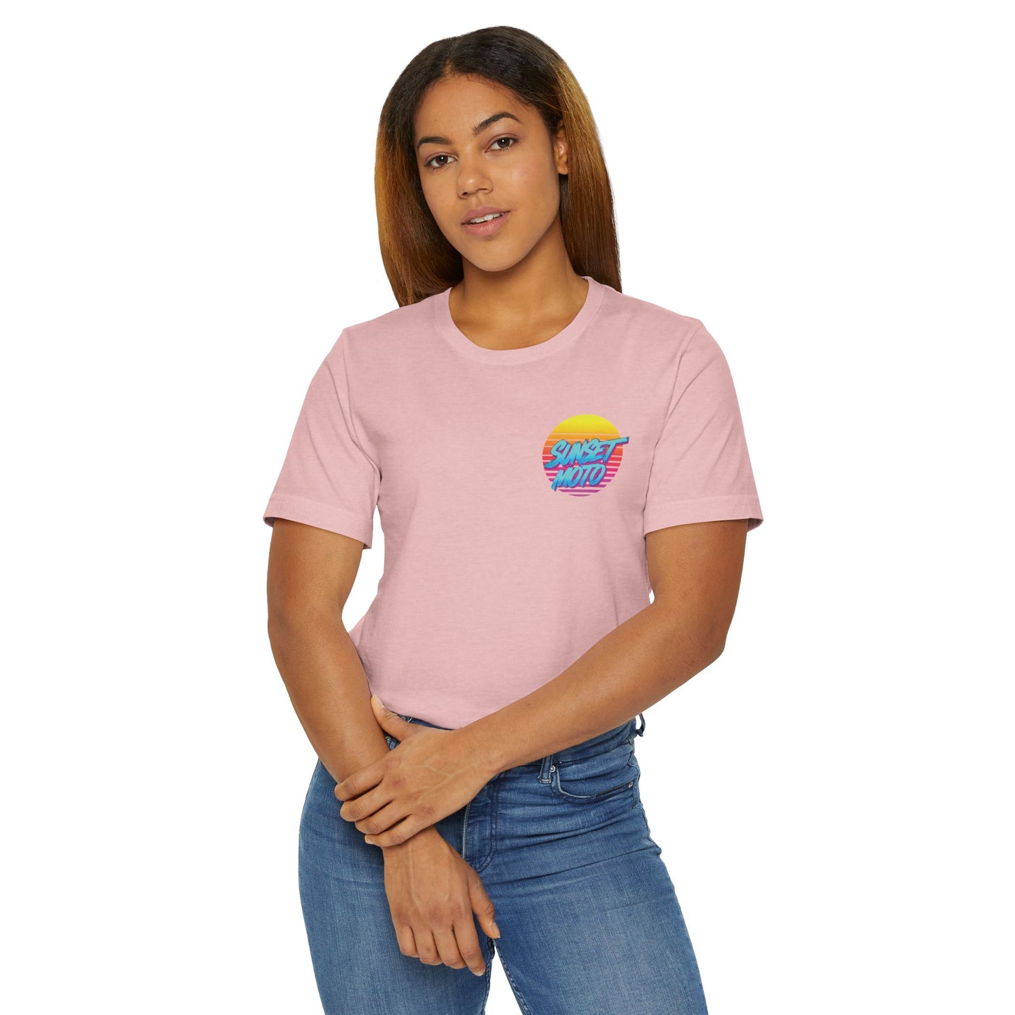 Sunset Moto Brush Unisex Jersey T-Shirt – Vintage Aesthetic Tee for Motorcycle Lovers